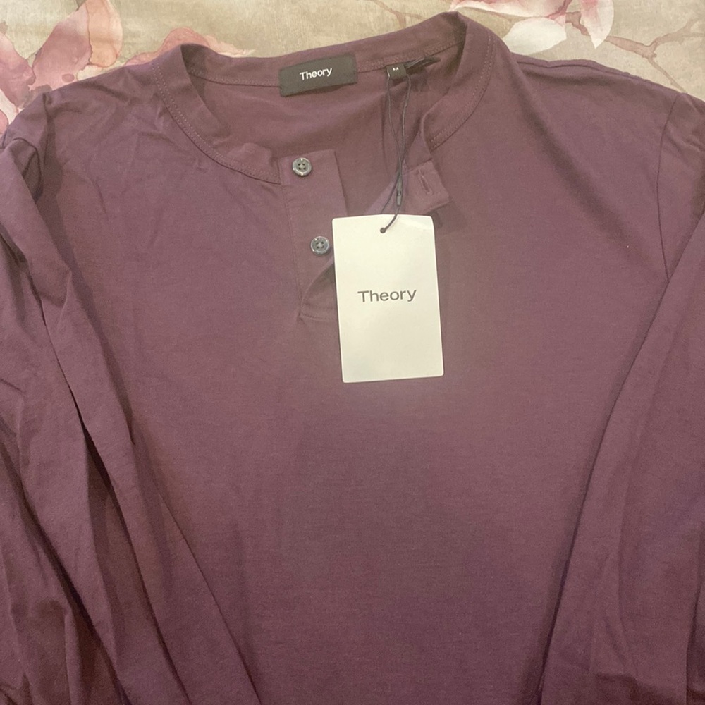 NWT maroon button up theory, long sleeve tee